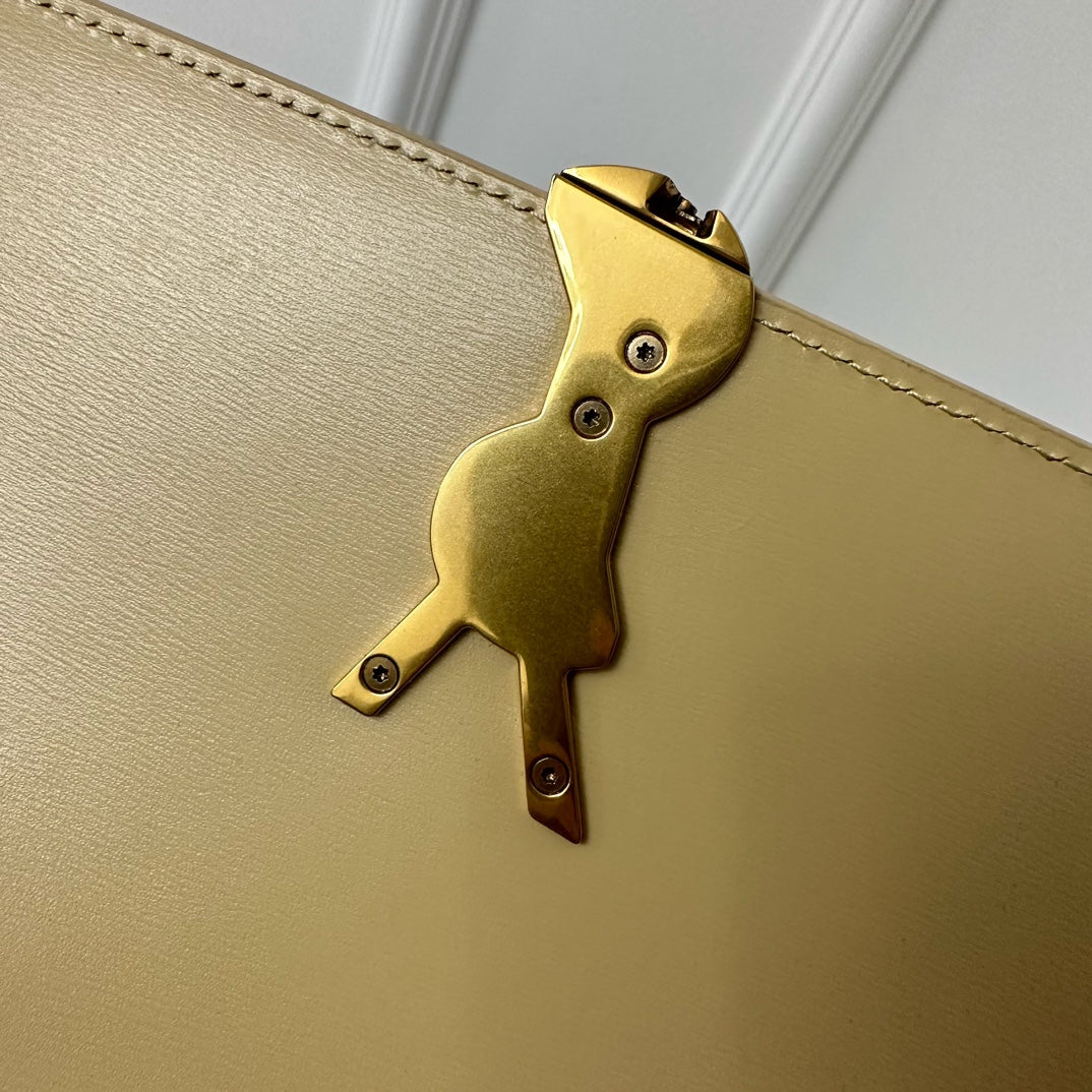 SAINT LAURENT SOLFERINO 23 SATCHEL IN BOX BEIGE CREAM CALFSKIN