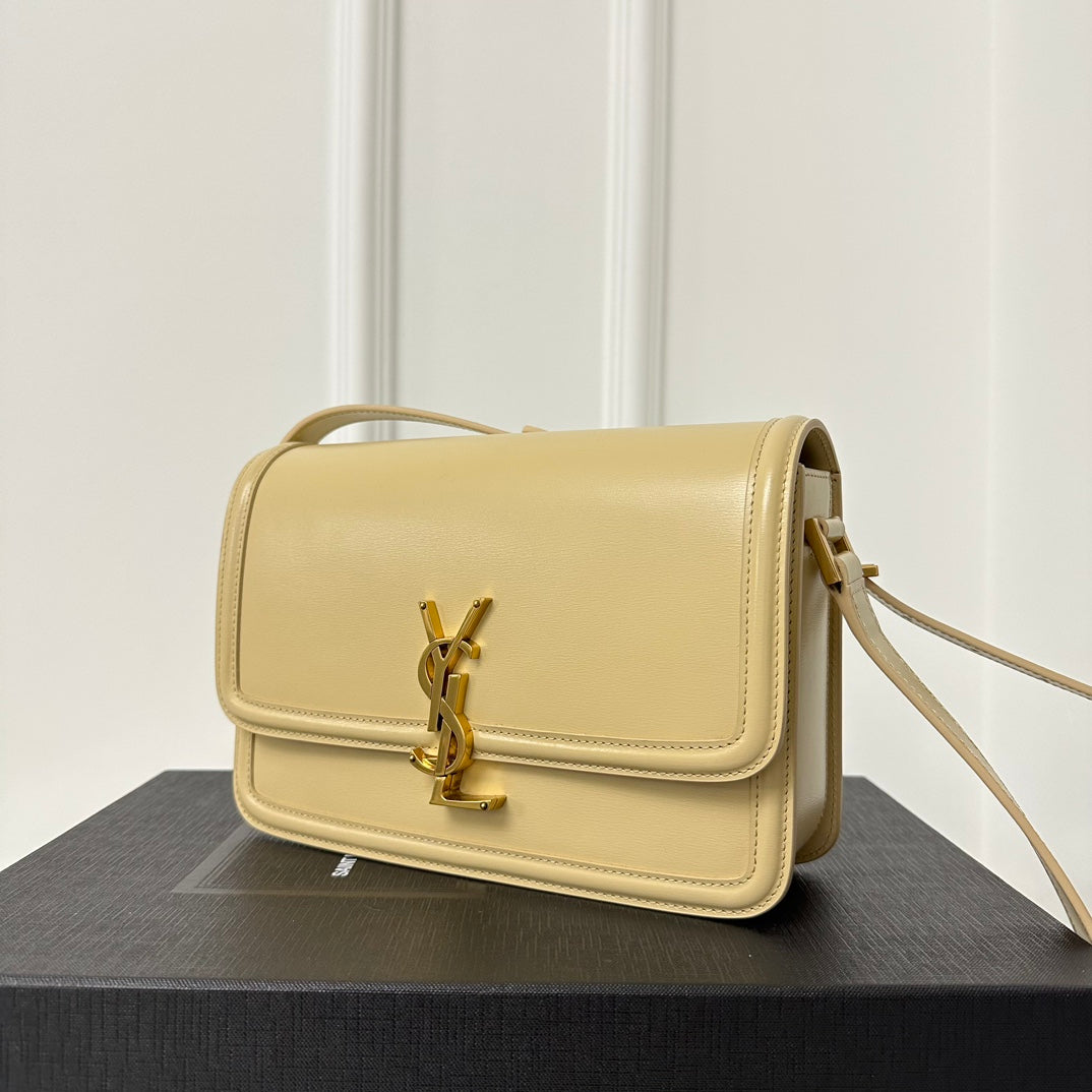 SAINT LAURENT SOLFERINO 23 SATCHEL IN BOX BEIGE CREAM CALFSKIN