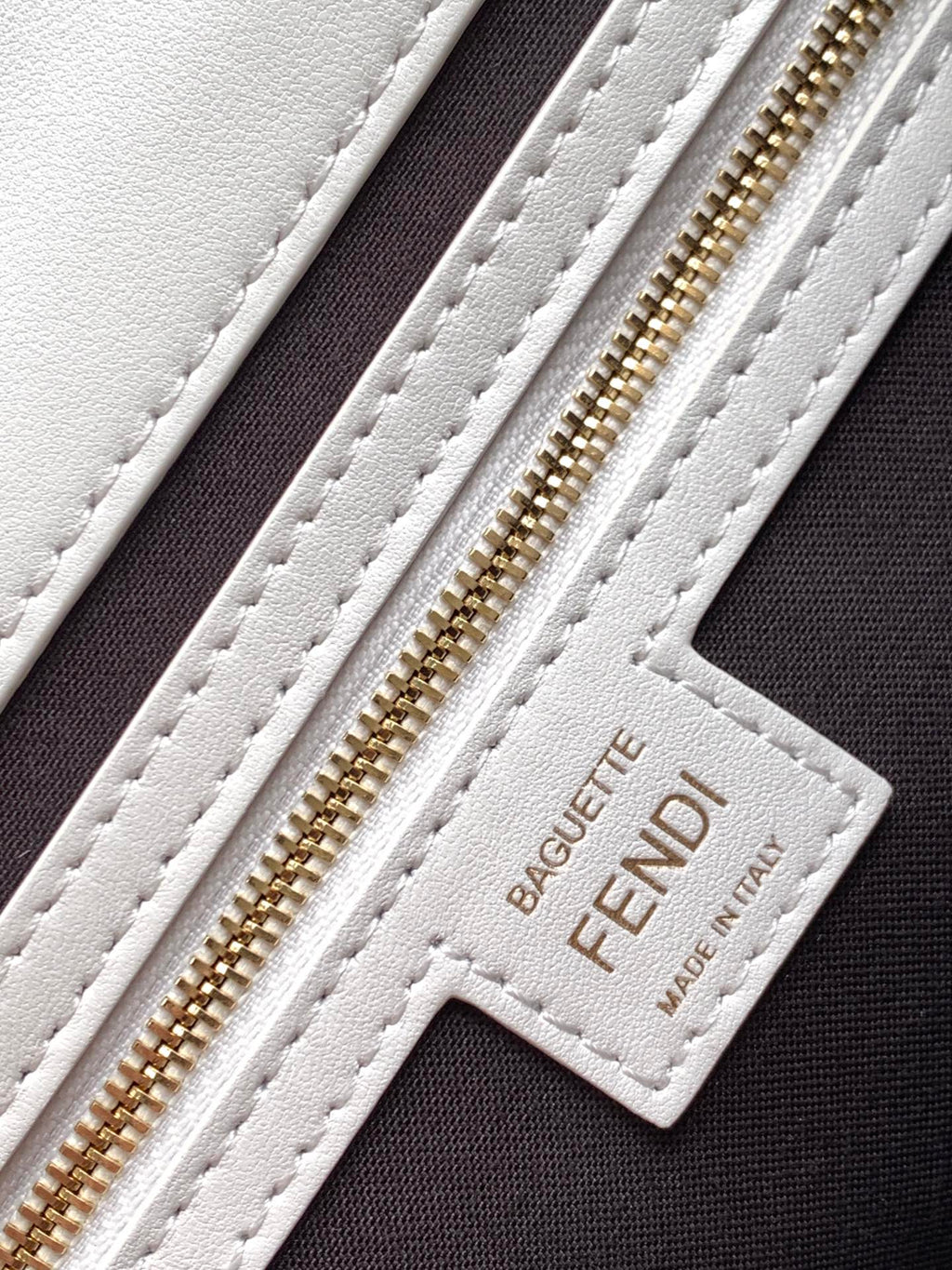 FENDI Fend Baguette 27 Bag With FF Motif White Leather Ghw