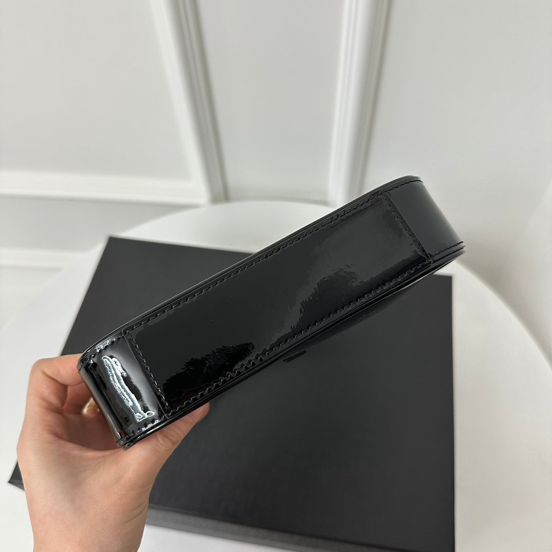 SAINT LAURENT MINI 19 BLACK GLOSSY CALFSKIN HOBO