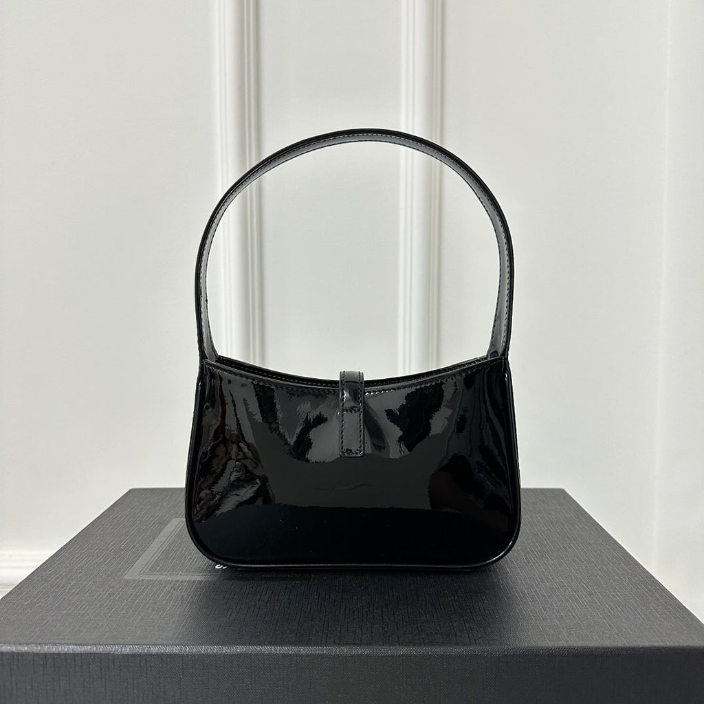 SAINT LAURENT MINI 19 BLACK GLOSSY CALFSKIN HOBO