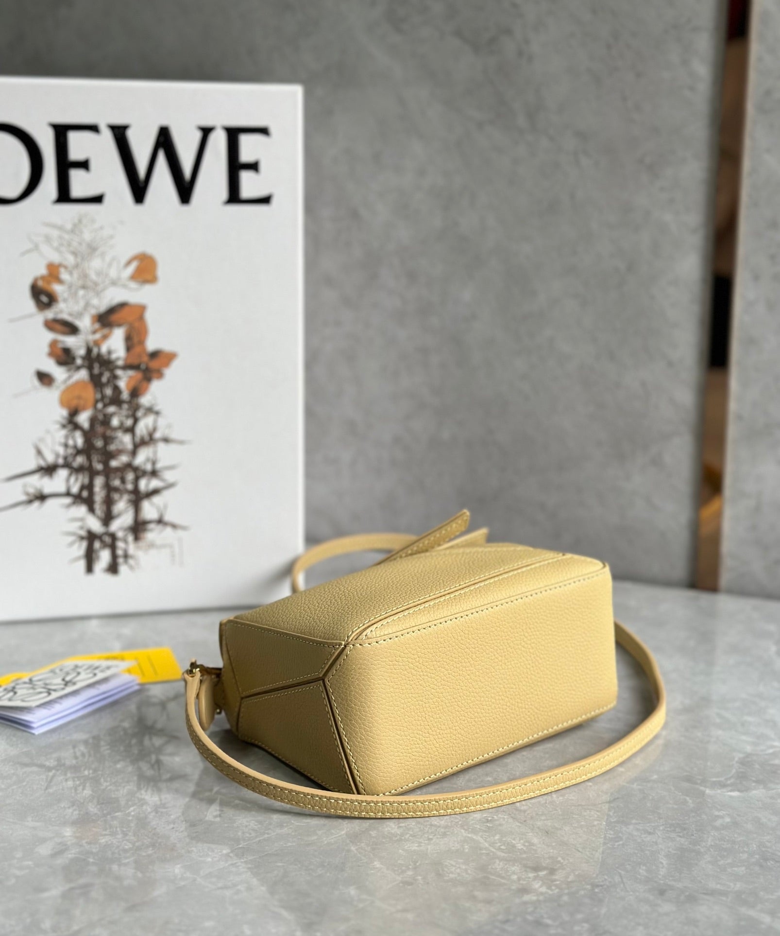 LOEWE LOE MINI 18 PUZZLE BAG IN YELLOW CREAM CALFSKIN