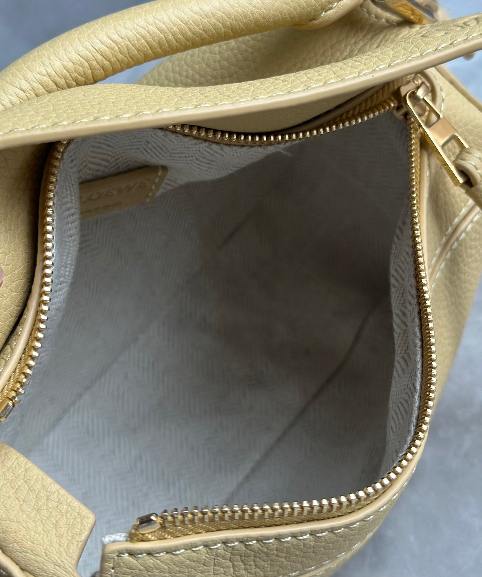 LOEWE LOE MINI 18 PUZZLE BAG IN YELLOW CREAM CALFSKIN