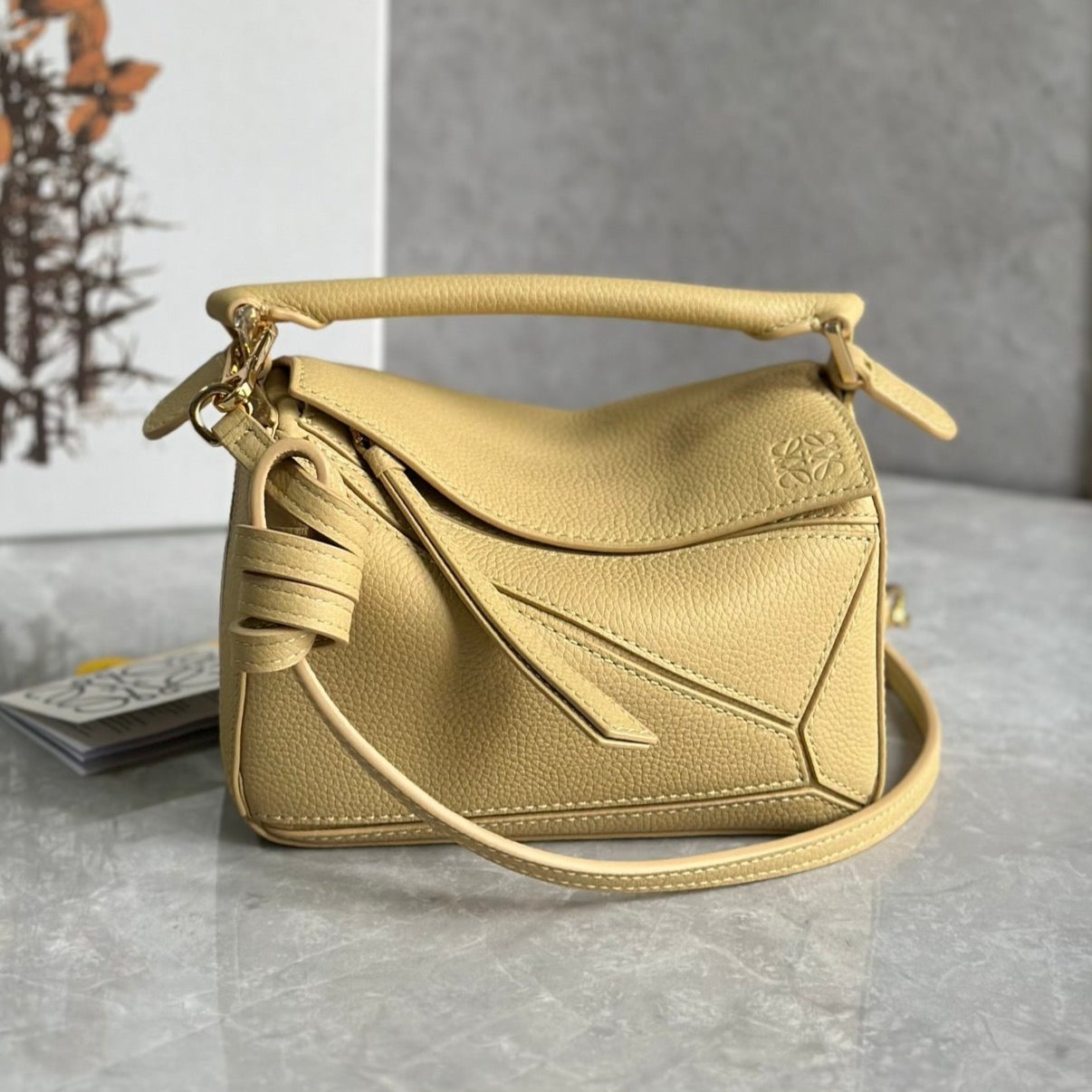 LOEWE LOE MINI 18 PUZZLE BAG IN YELLOW CREAM CALFSKIN