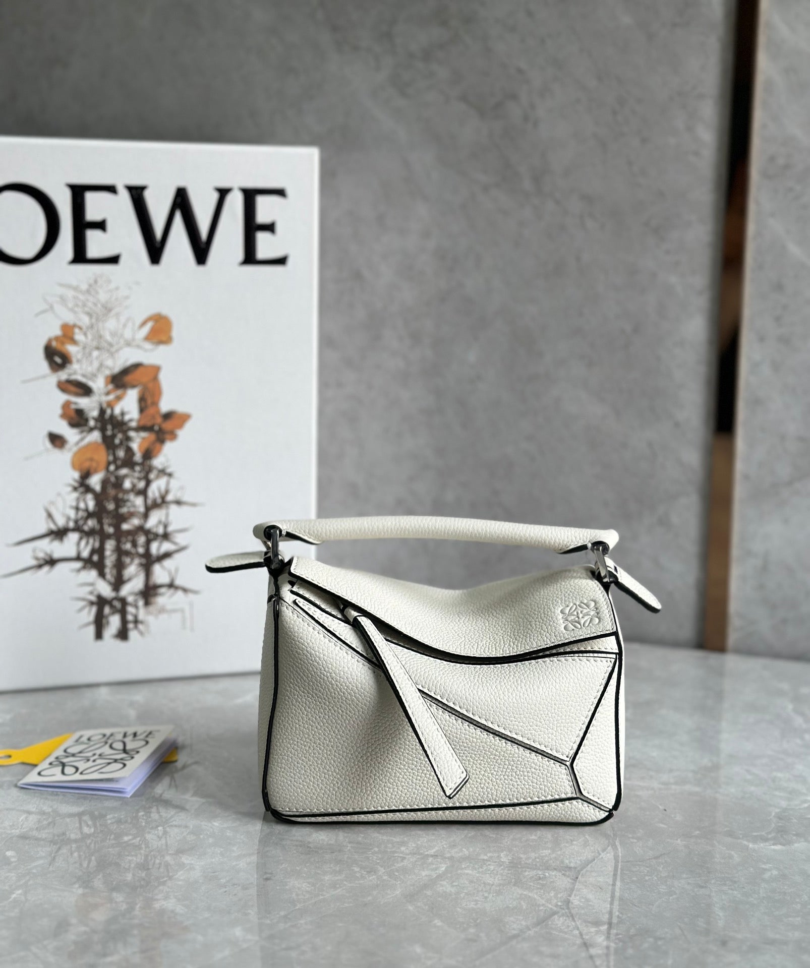 LOEWE LOE MINI 18 PUZZLE BAG IN WHITE CALFSKIN