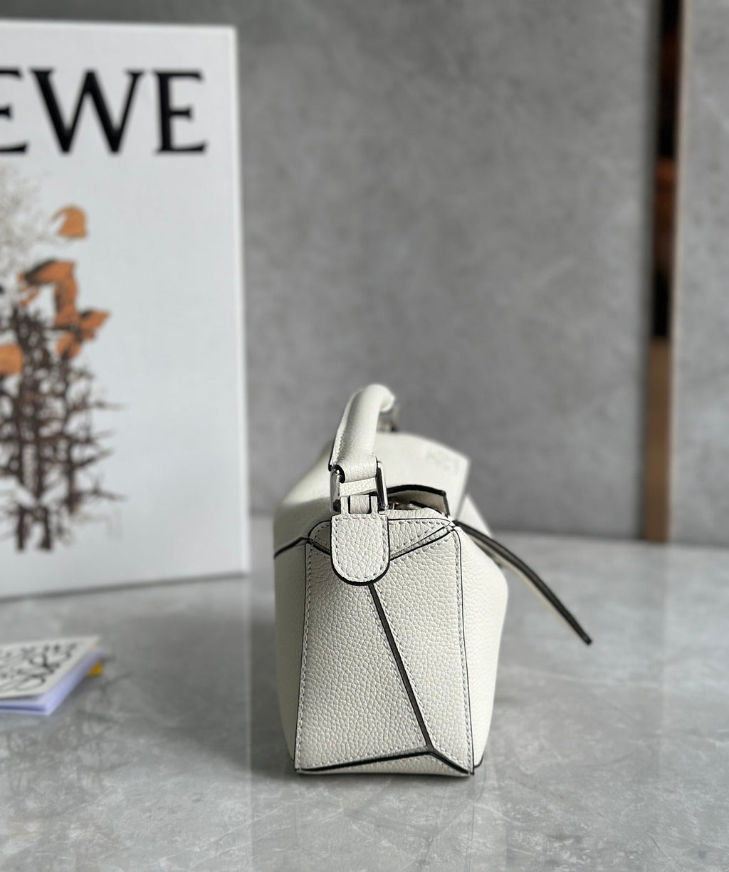 LOEWE LOE MINI 18 PUZZLE BAG IN WHITE CALFSKIN