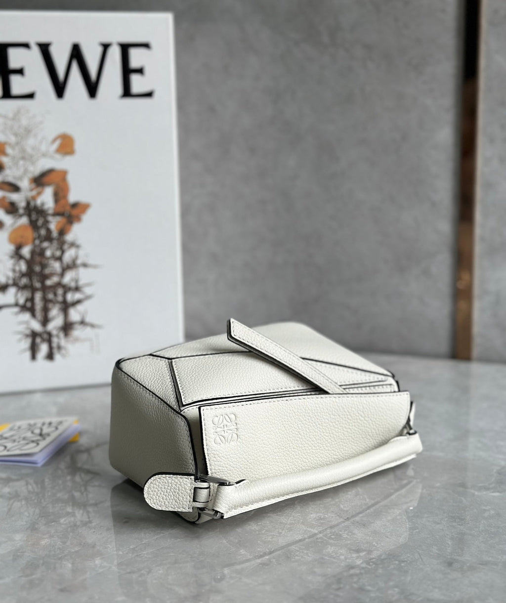 LOEWE LOE MINI 18 PUZZLE BAG IN WHITE CALFSKIN