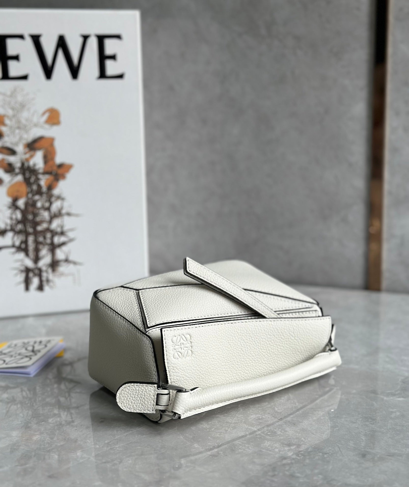 LOEWE LOE MINI 18 PUZZLE BAG IN WHITE CALFSKIN
