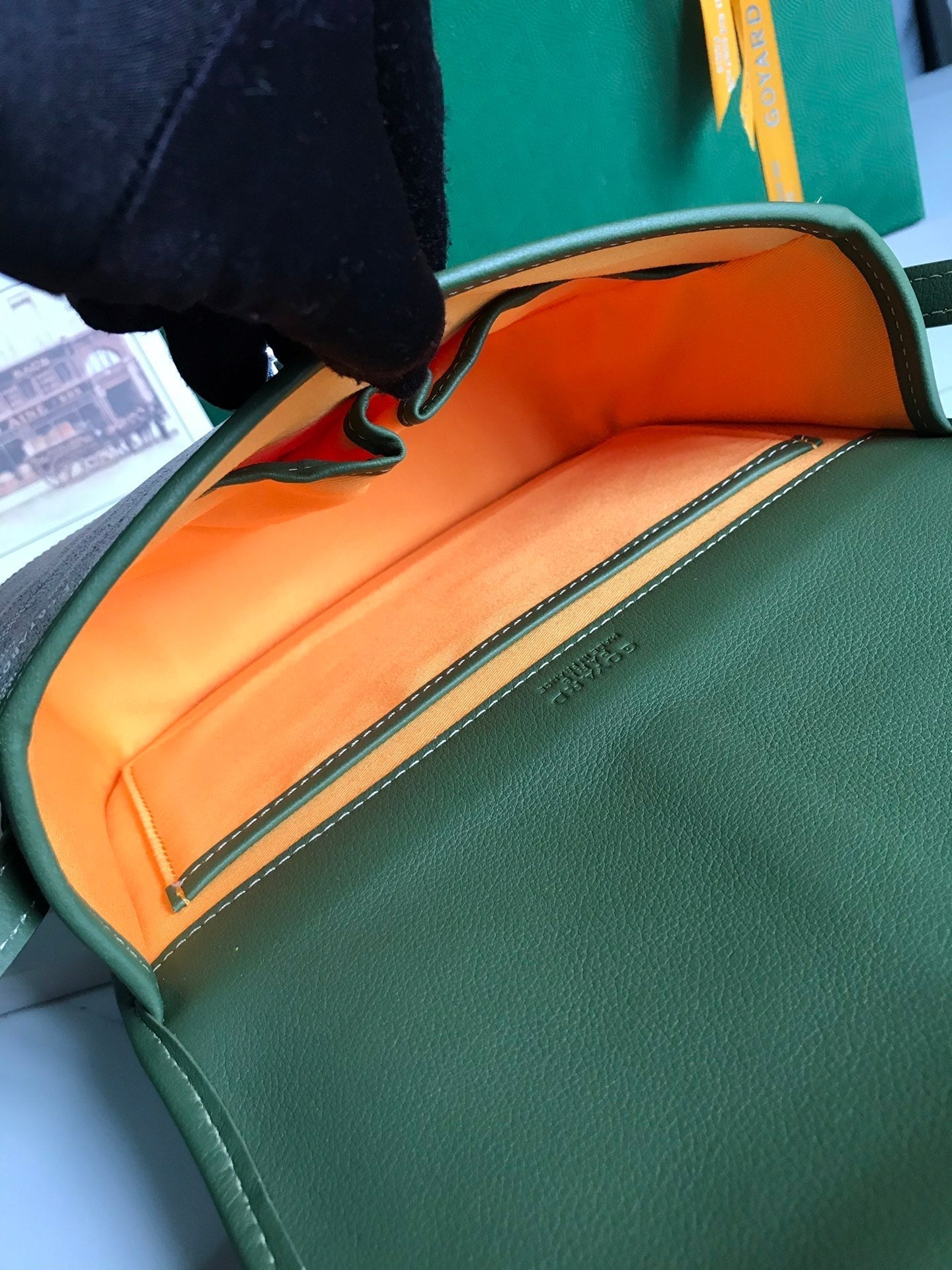 GOYARD BELVEDERE MM BAG 21 IN GREEN GOYARDINE CANVAS AND CALFSKIN