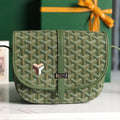 GOYARD BELVEDERE MM BAG 21 IN GREEN GOYARDINE CANVAS AND CALFSKIN