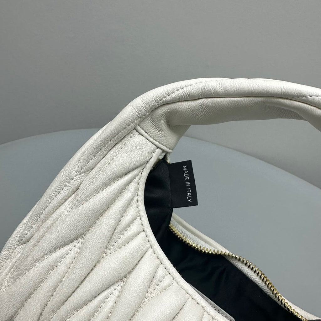 MIU MIU MINI HOBO 20 BAG IN WHITE SHEEPSKIN