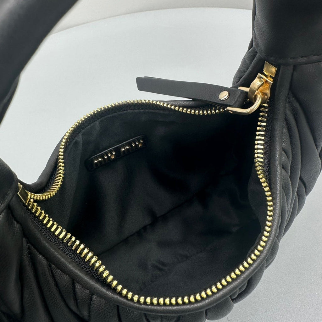 MIU MIU MINI HOBO 20 BAG IN BLACK SHEEPSKIN
