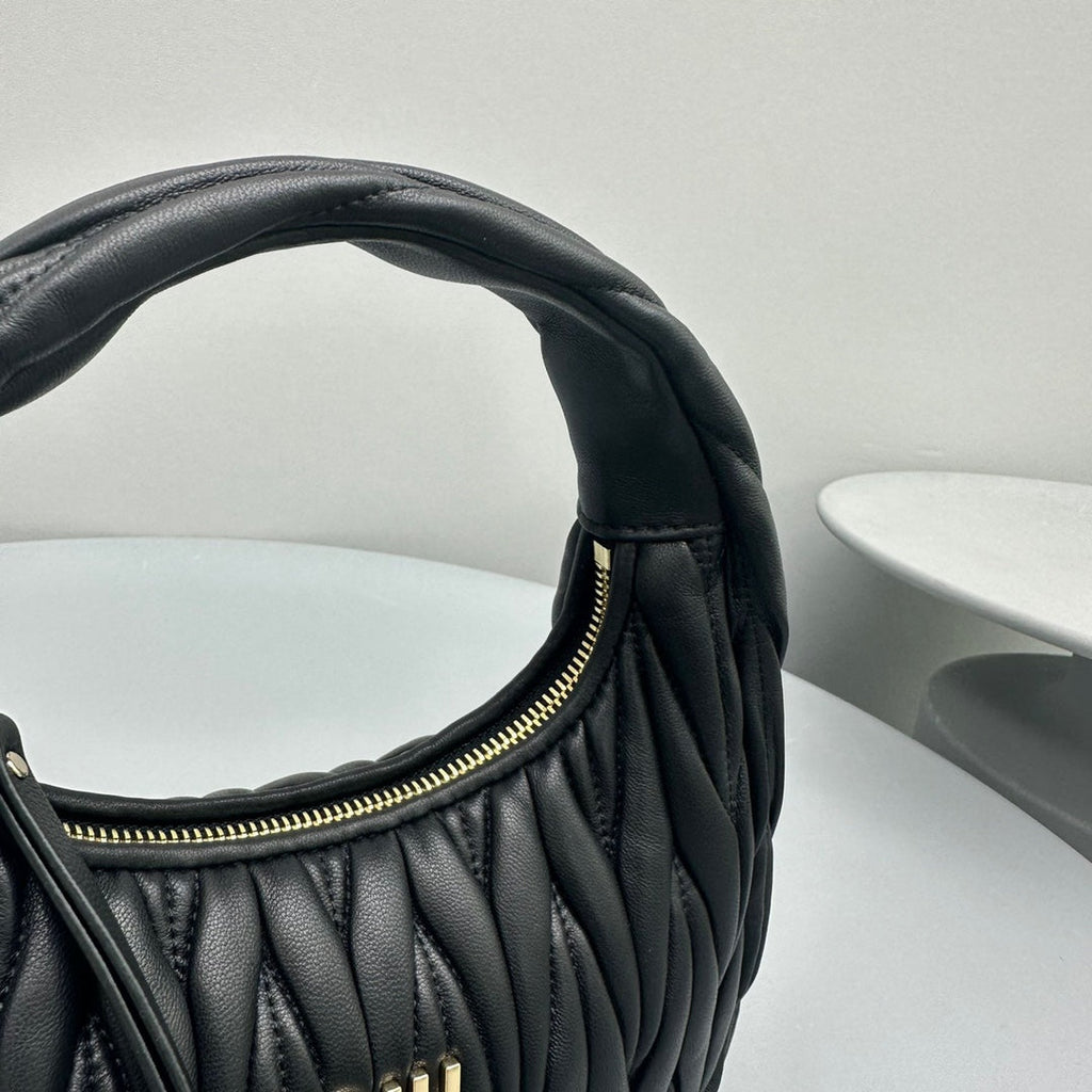 MIU MIU MINI HOBO 20 BAG IN BLACK SHEEPSKIN