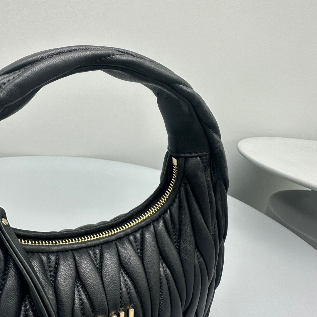 MIU MIU MINI HOBO 20 BAG IN BLACK SHEEPSKIN