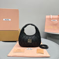 MIU MIU MINI HOBO 20 BAG IN BLACK SHEEPSKIN