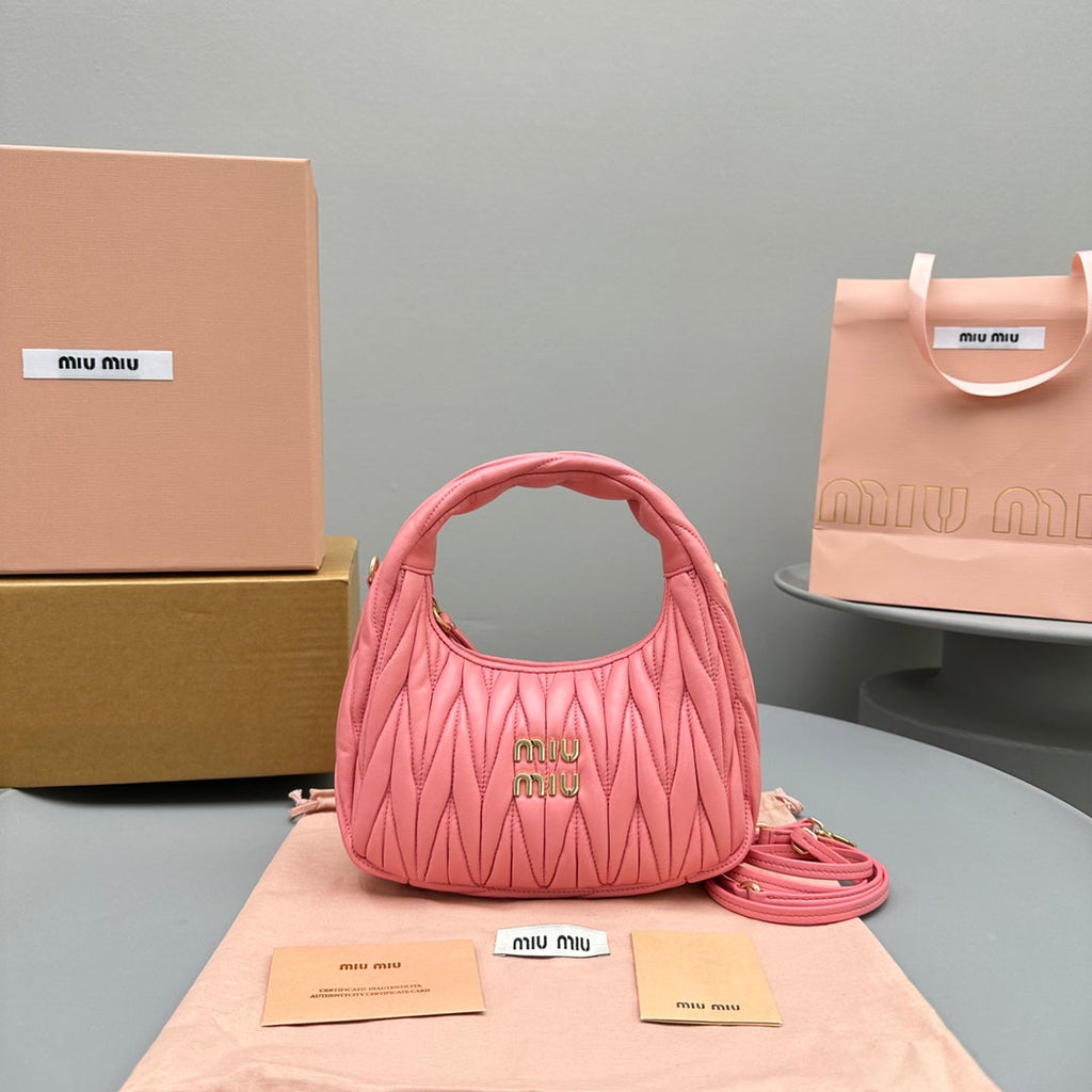 MIU MIU MINI HOBO 20 BAG IN HOT PINK SHEEPSKIN