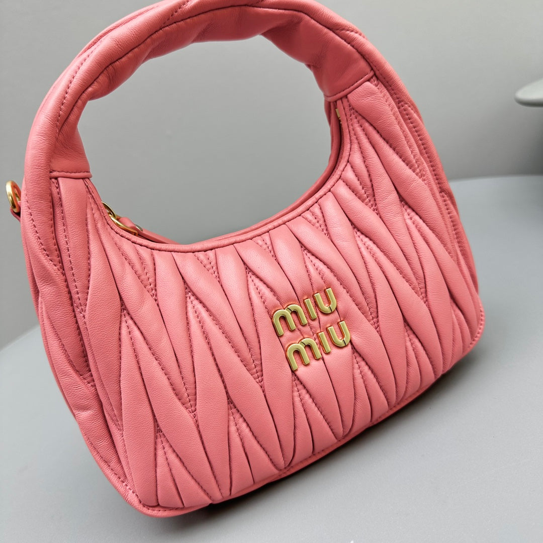 MIU MIU MINI HOBO 20 BAG IN HOT PINK SHEEPSKIN