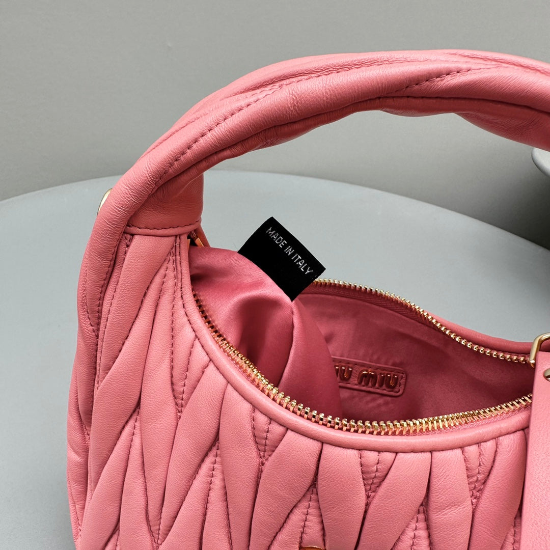MIU MIU MINI HOBO 20 BAG IN HOT PINK SHEEPSKIN