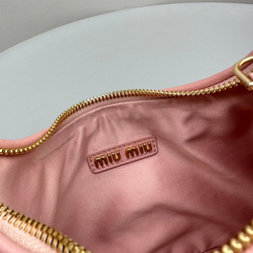 MIU MIU MINI HOBO 20 BAG IN LIGHT PINK SHEEPSKIN
