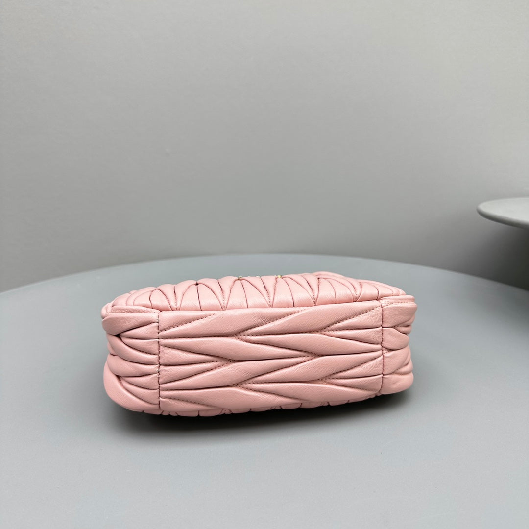 MIU MIU MINI HOBO 20 BAG IN LIGHT PINK SHEEPSKIN