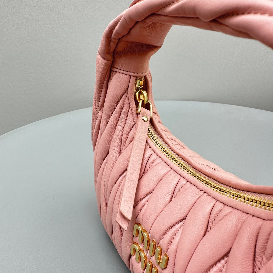MIU MIU MINI HOBO 20 BAG IN LIGHT PINK SHEEPSKIN