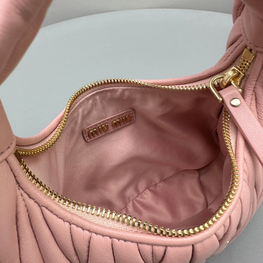 MIU MIU MINI HOBO 20 BAG IN LIGHT PINK SHEEPSKIN