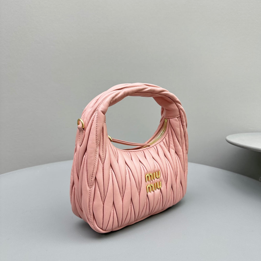 MIU MIU MINI HOBO 20 BAG IN LIGHT PINK SHEEPSKIN
