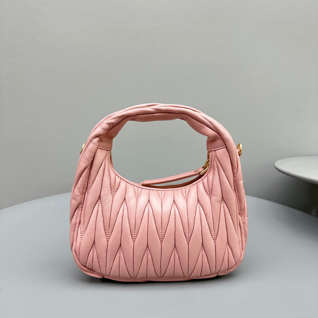 MIU MIU MINI HOBO 20 BAG IN LIGHT PINK SHEEPSKIN