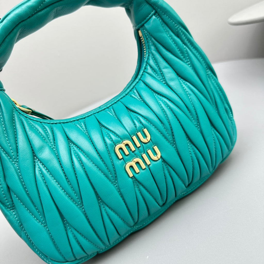 MIU MIU MINI HOBO 20 BAG IN TF BLUE SHEEPSKIN