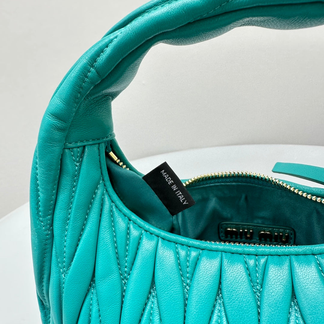 MIU MIU MINI HOBO 20 BAG IN TF BLUE SHEEPSKIN