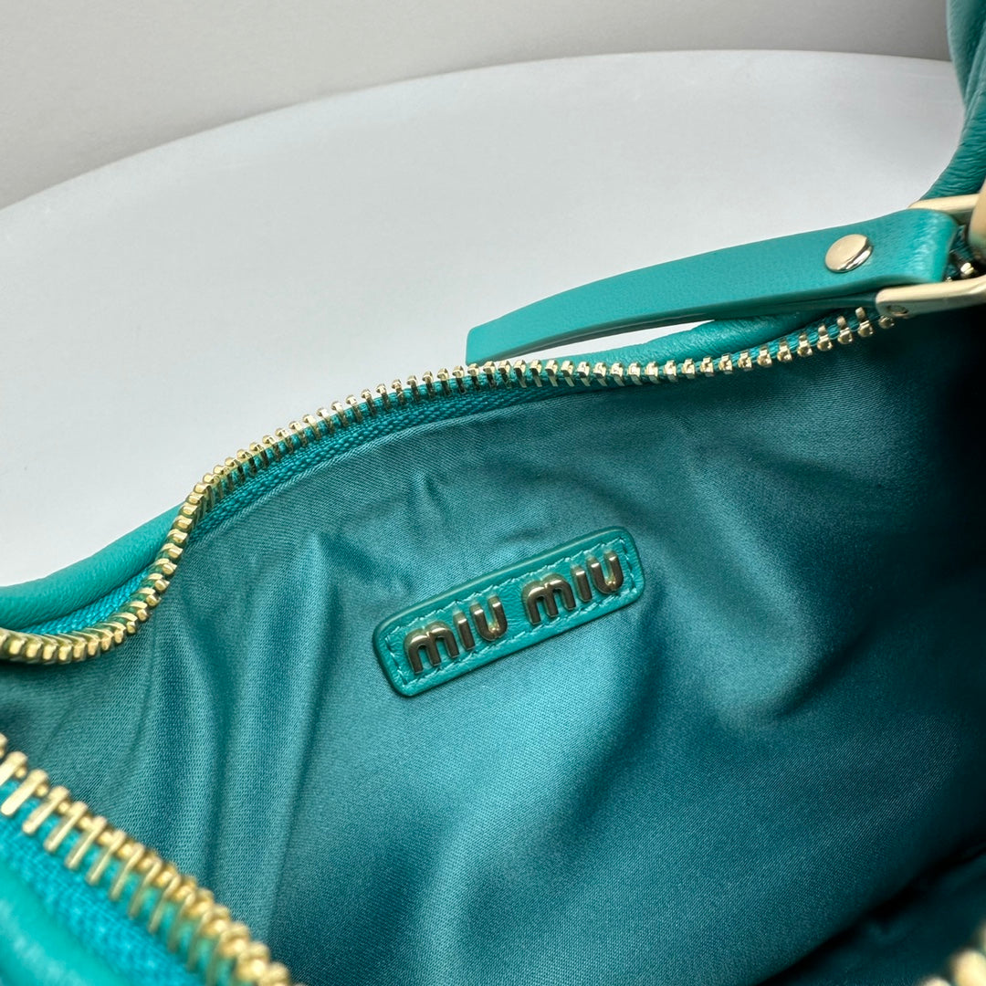 MIU MIU MINI HOBO 20 BAG IN TF BLUE SHEEPSKIN