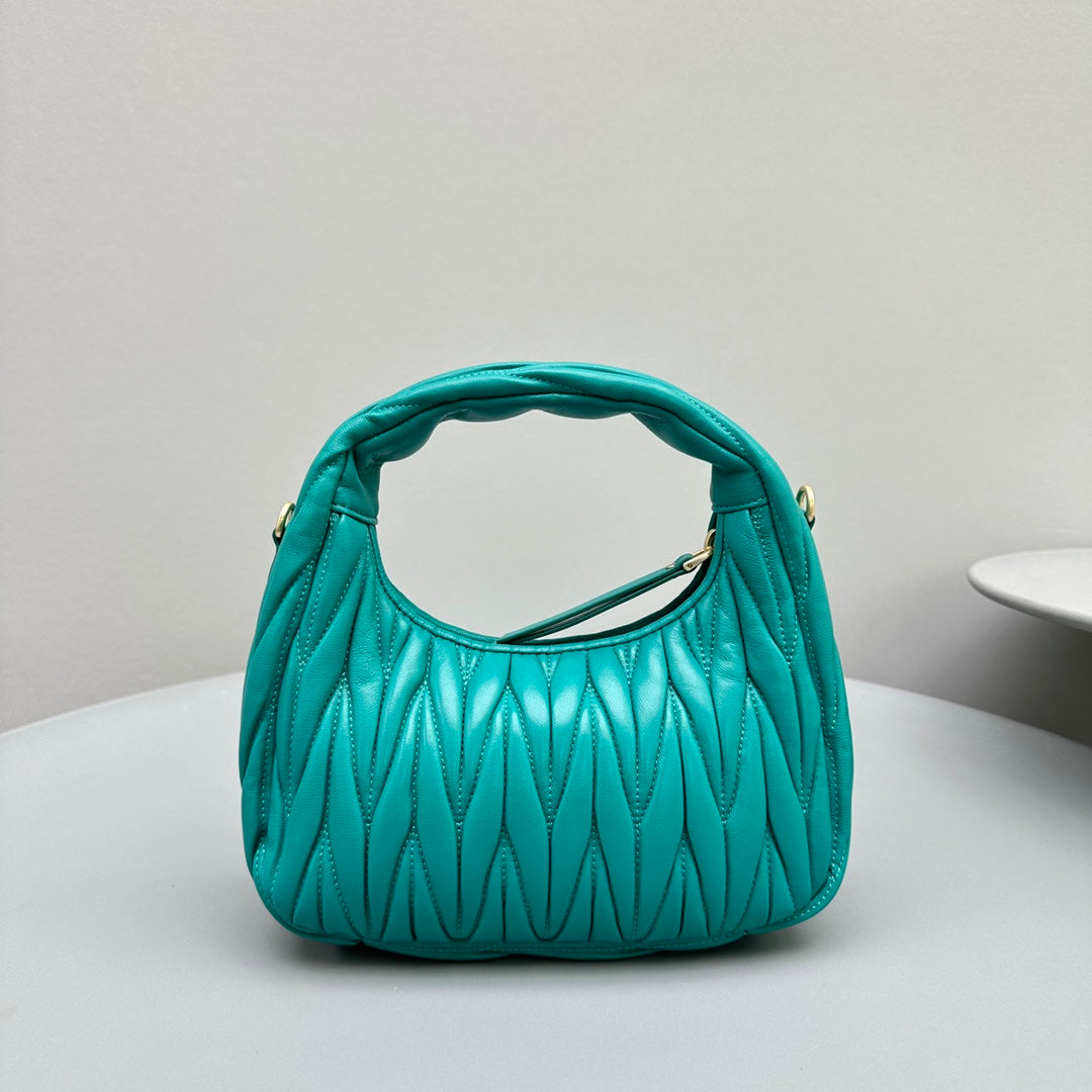 MIU MIU MINI HOBO 20 BAG IN TF BLUE SHEEPSKIN