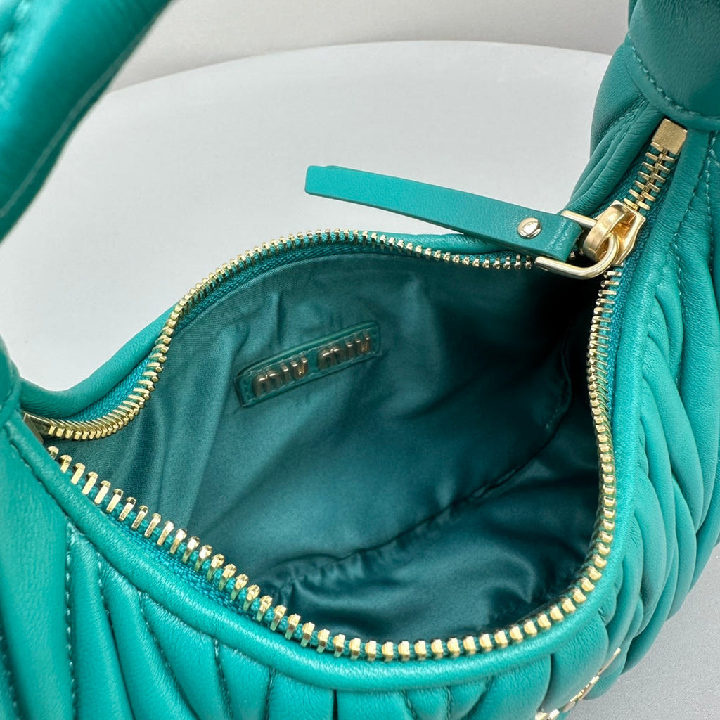 MIU MIU MINI HOBO 20 BAG IN TF BLUE SHEEPSKIN