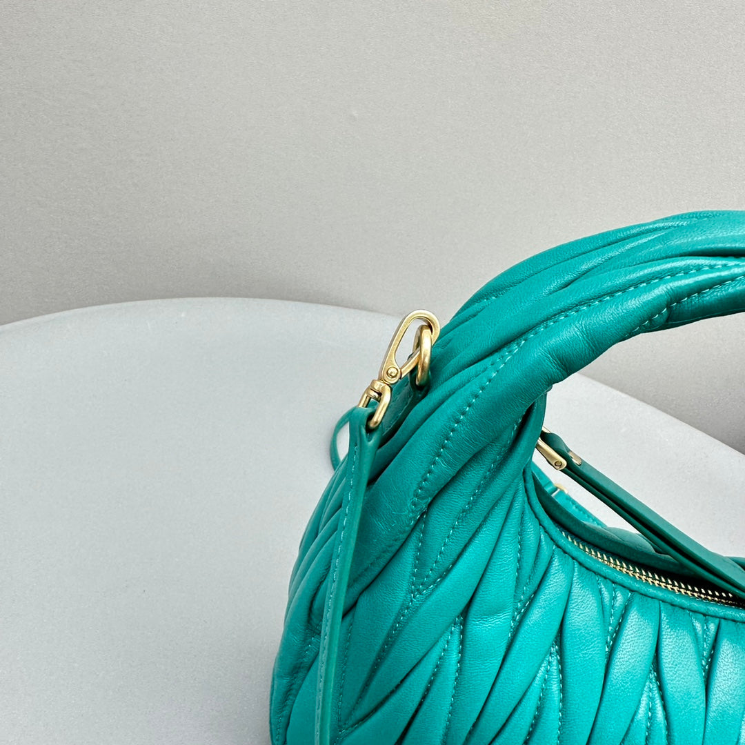 MIU MIU MINI HOBO 20 BAG IN TF BLUE SHEEPSKIN