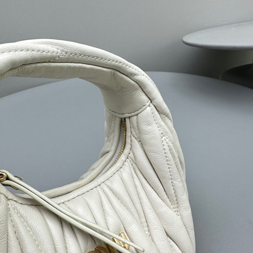 MIU MIU MINI HOBO 17 BAG IN WHITE SHEEPSKIN