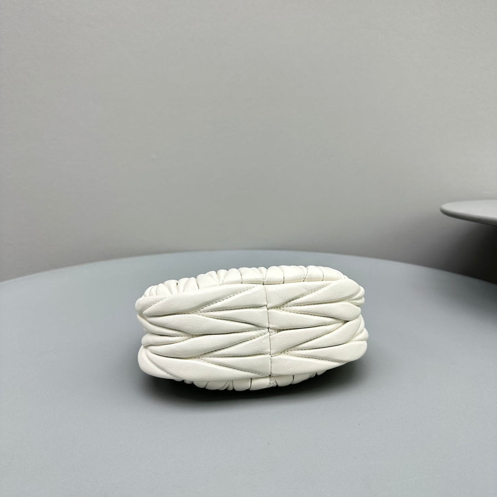 MIU MIU MINI HOBO 17 BAG IN WHITE SHEEPSKIN