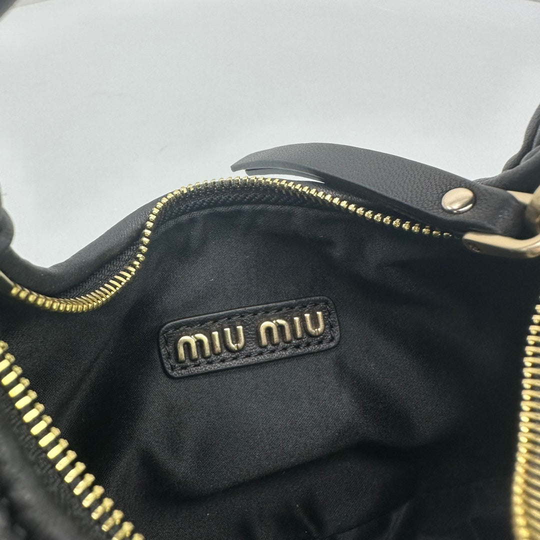 MIU MIU MINI HOBO 17 BAG IN BLACK SHEEPSKIN