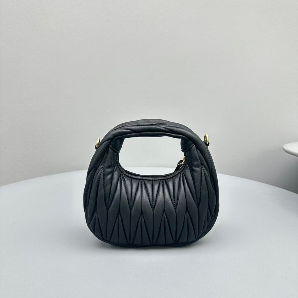 MIU MIU MINI HOBO 17 BAG IN BLACK SHEEPSKIN
