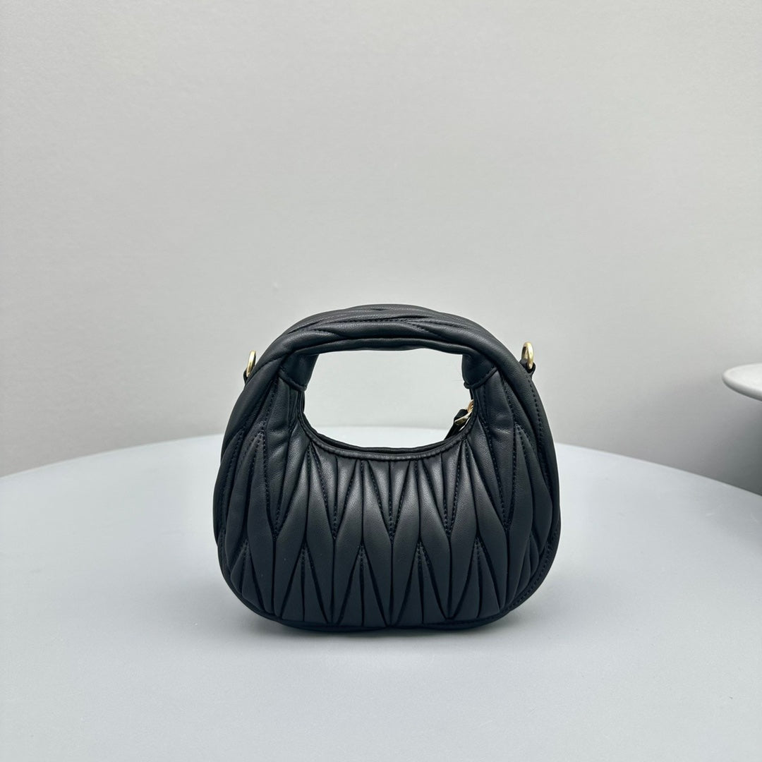 MIU MIU MINI HOBO 17 BAG IN BLACK SHEEPSKIN