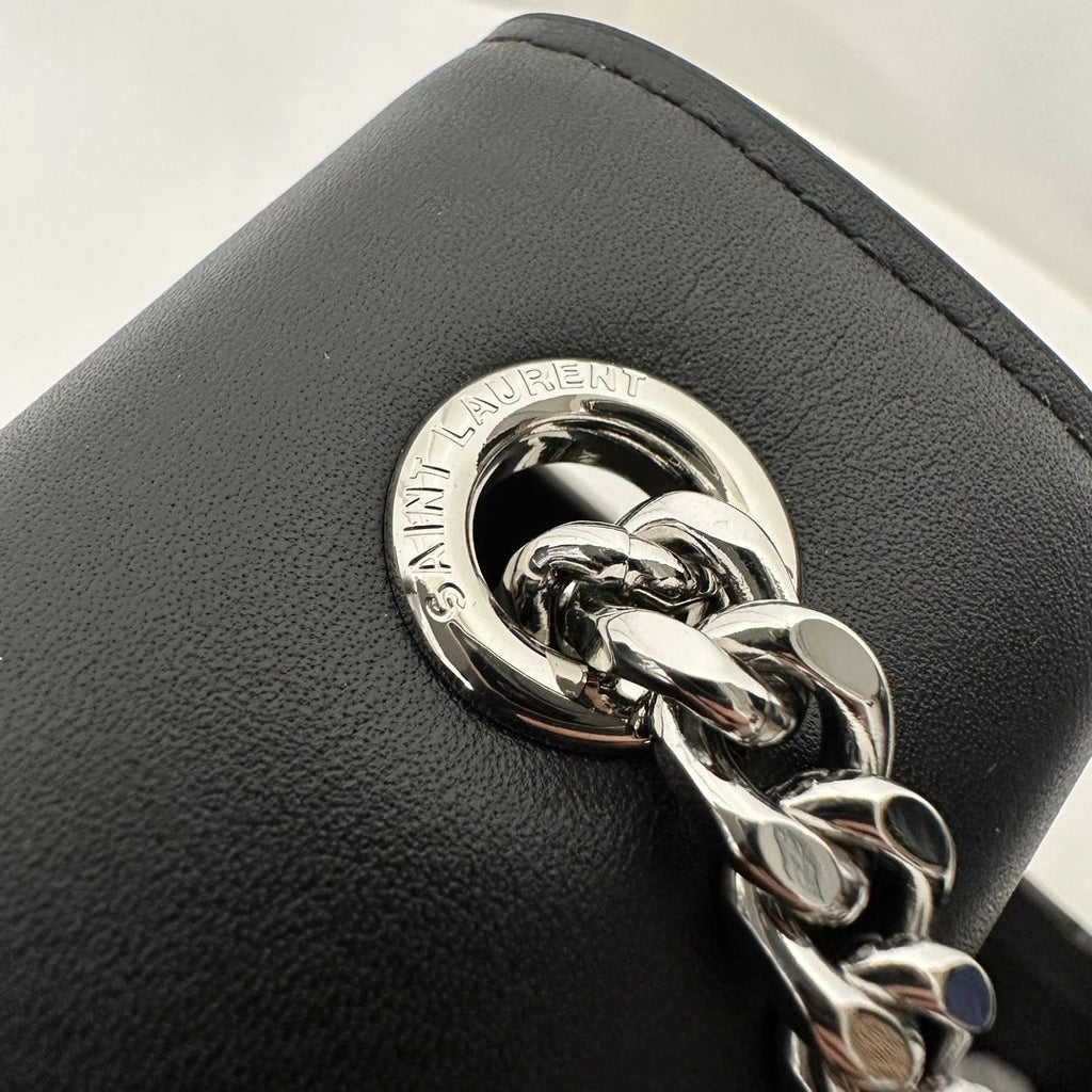 SAINT LAURENT KATE TASSEL 20 BLACK CALFSKIN WITH SILVER LOGO