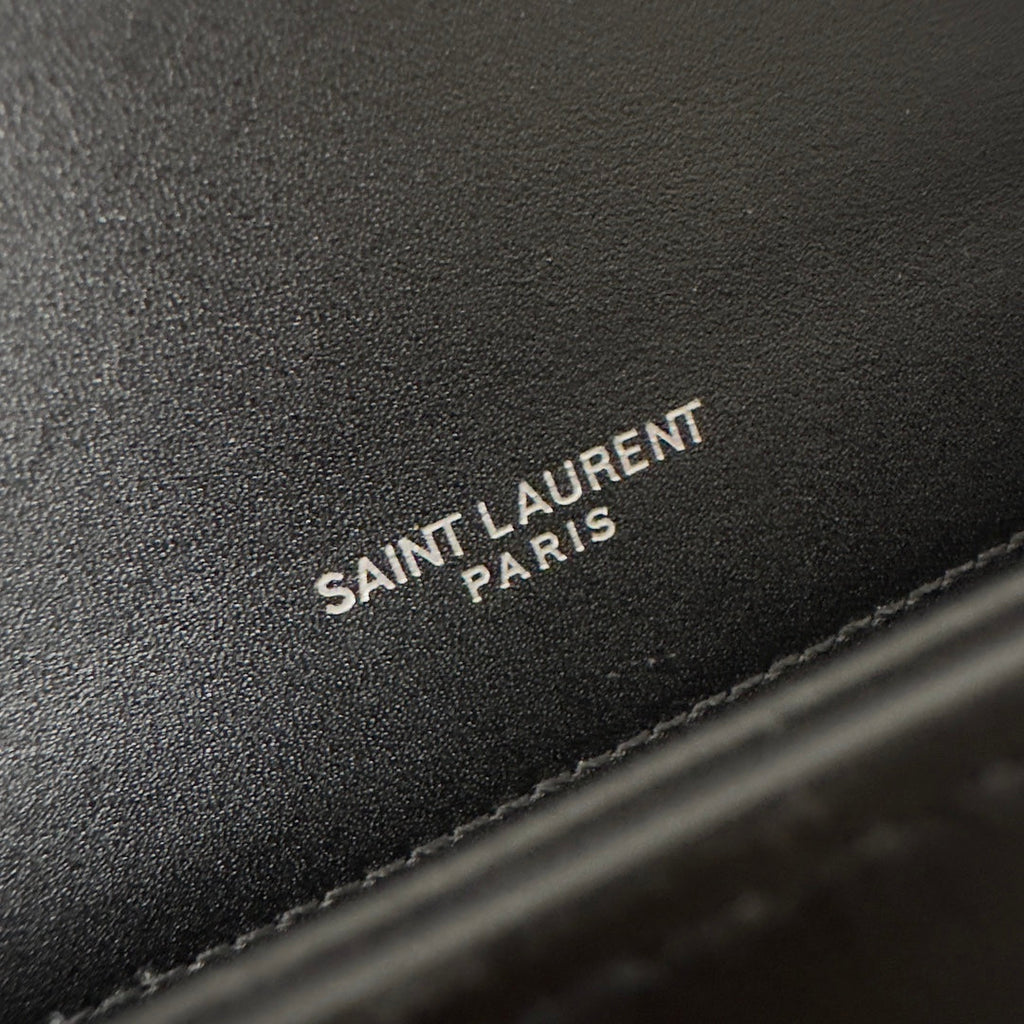 SAINT LAURENT KATE TASSEL 20 BLACK CALFSKIN WITH SILVER LOGO