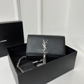 SAINT LAURENT KATE TASSEL 20 BLACK CALFSKIN WITH SILVER LOGO