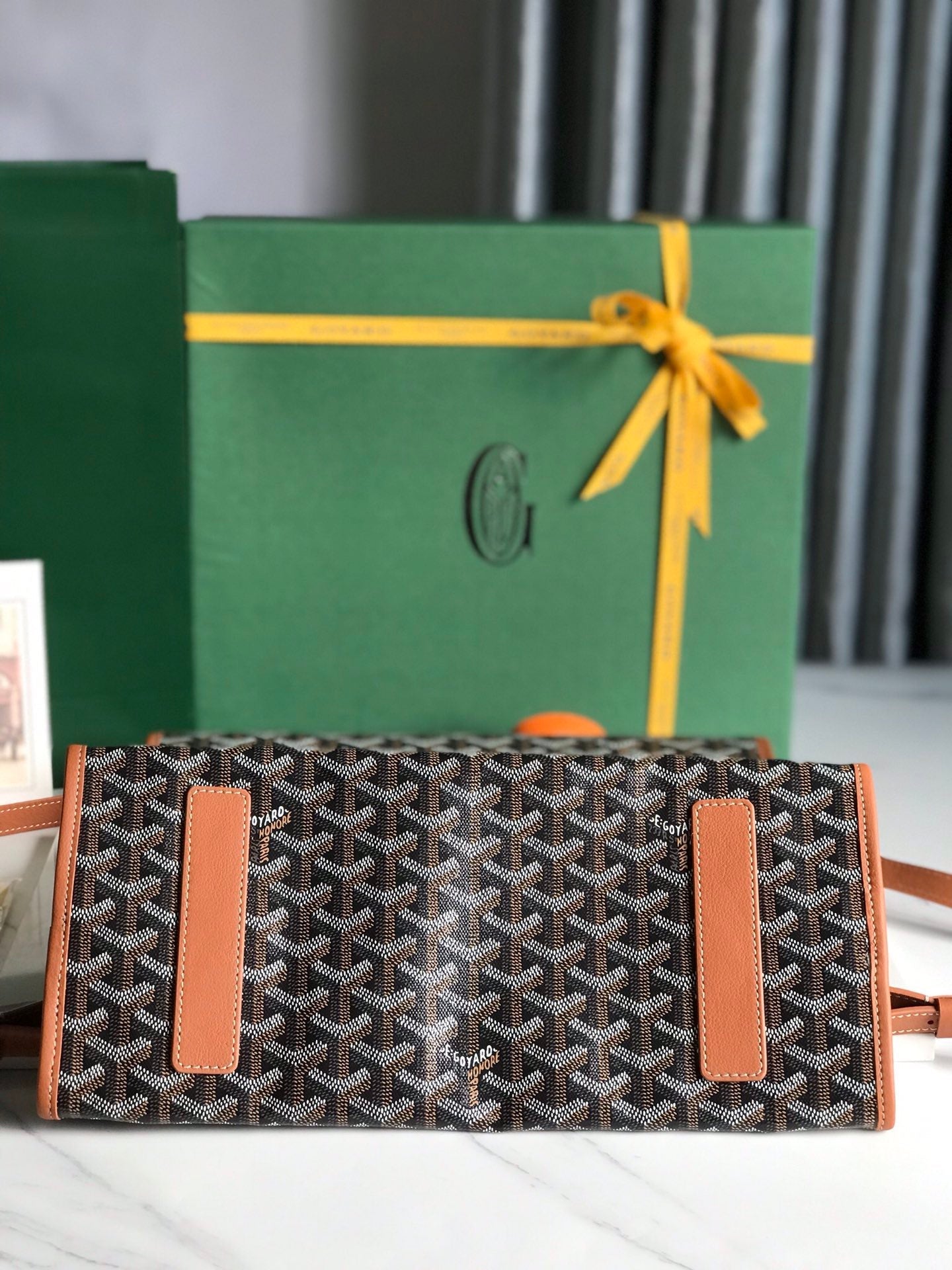 GOYARD SAINT LÉGER BACKPACK 35 IN BROWN GOYARDINE CANVAS AND CALFSKIN WITH CARTOON PATCH