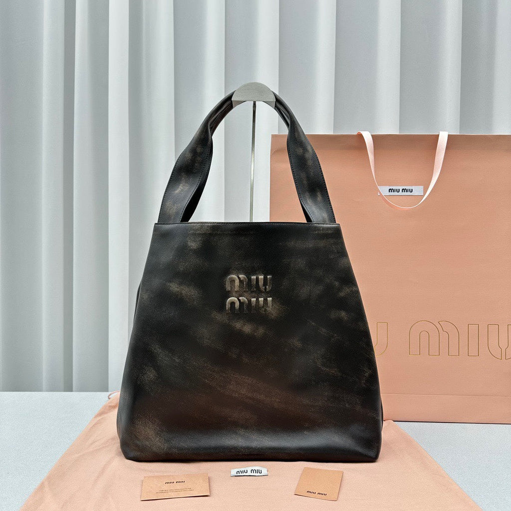 MIU MIU HOBO BAG 39 IN BLACK OMBRE CALFSKIN
