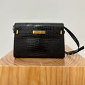 SAINT LAURENT MANHATTAN 29 TOP-HANDLE IN CROCODILE BLACK CALFSKIN