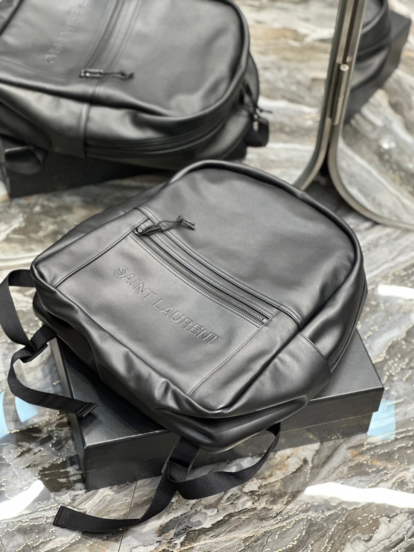 SAINT LAURENT BACKPACK 37 IN ECHO GRAY CALFSKIN