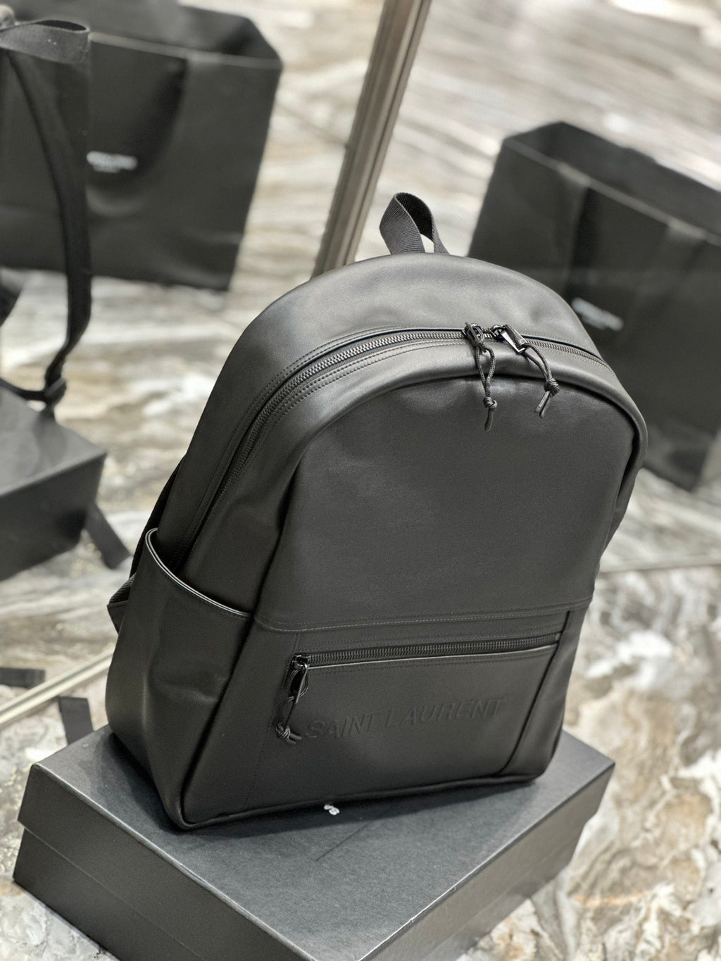SAINT LAURENT BACKPACK 37 IN ECHO GRAY CALFSKIN