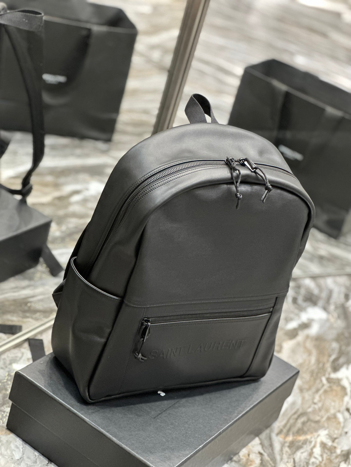 SAINT LAURENT BACKPACK 37 IN ECHO GRAY CALFSKIN