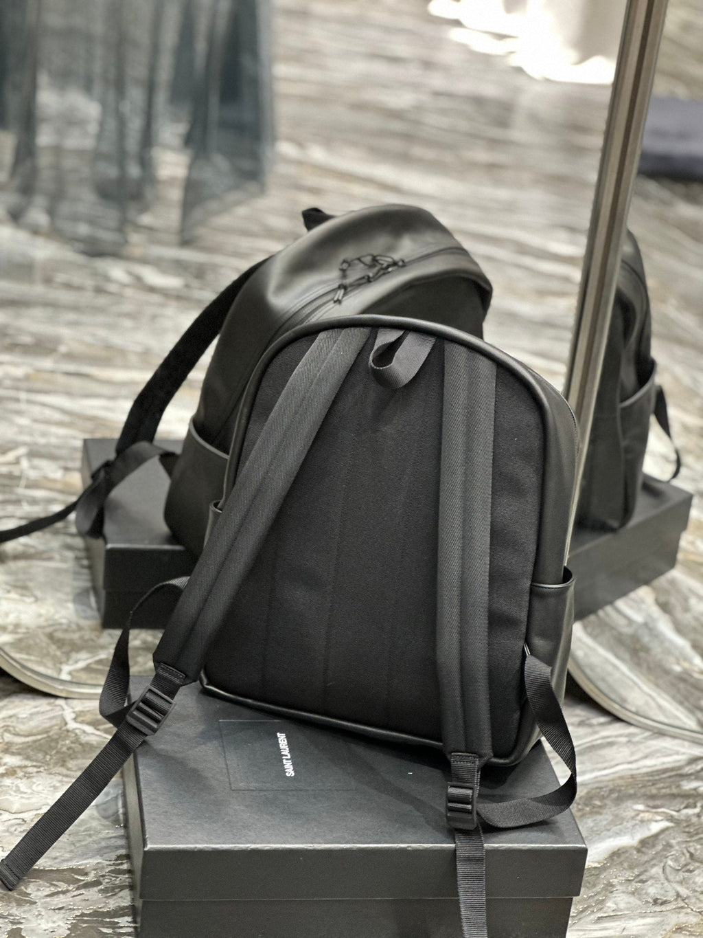 SAINT LAURENT BACKPACK 37 IN ECHO GRAY CALFSKIN