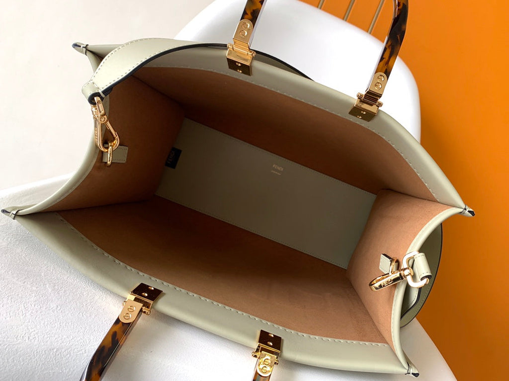 FENDI Fend Sunshine Medium Bag 35 Light Grey Leather